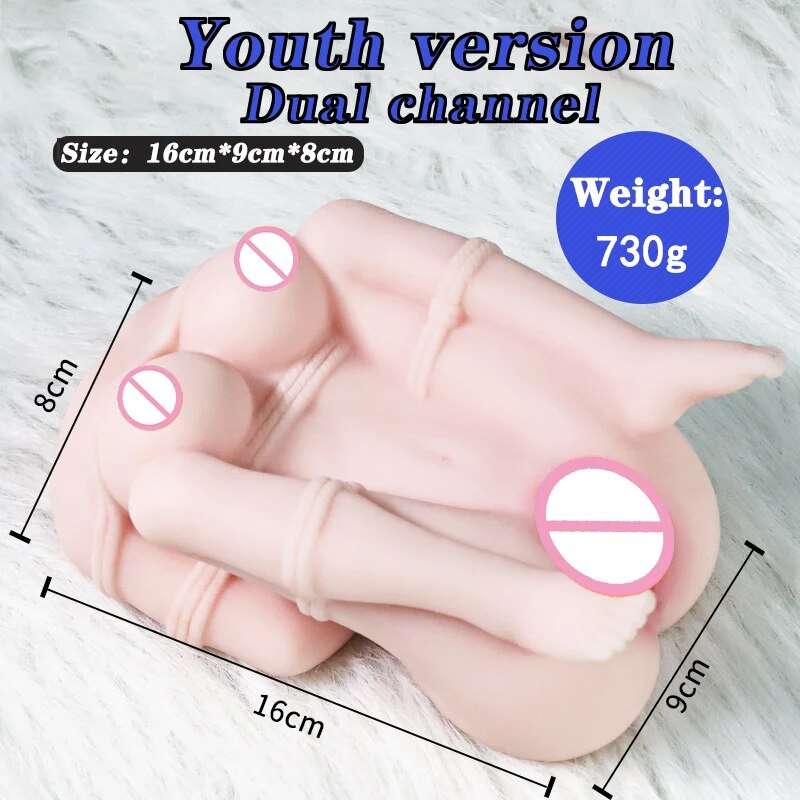 Mini ครึ่งตุ๊กตายางจริงหีความรู้สึกตูดชาย Masturbation ถ้วย Anus Dual Channel สมจริงหีเซ็กซ์ทอย - buysextoyth