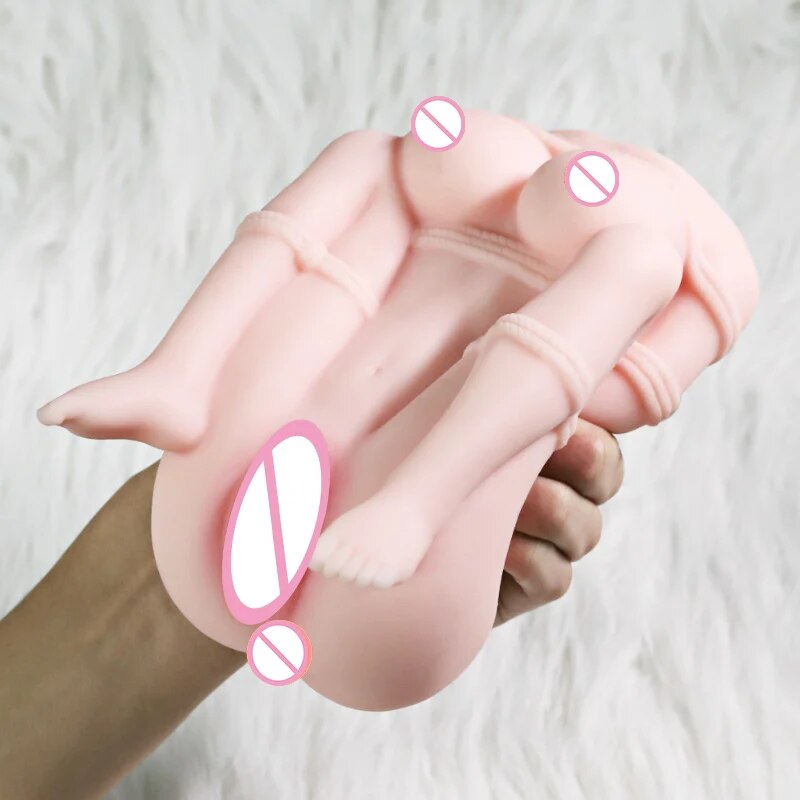 Mini ครึ่งตุ๊กตายางจริงหีความรู้สึกตูดชาย Masturbation ถ้วย Anus Dual Channel สมจริงหีเซ็กซ์ทอย - buysextoyth
