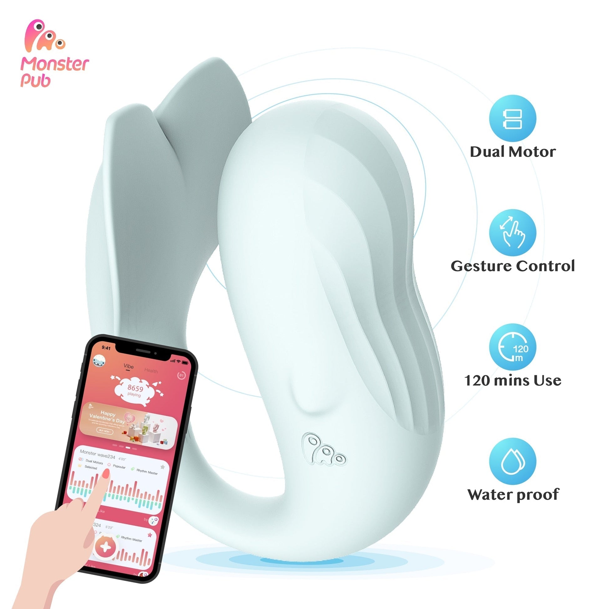 Monster Pub G-Spot Dual Motor Rechargeable Clitoral Vibrator Bluetooth Wireless APP Remote Control Vibrators for Women Sex Toy - buysextoyth