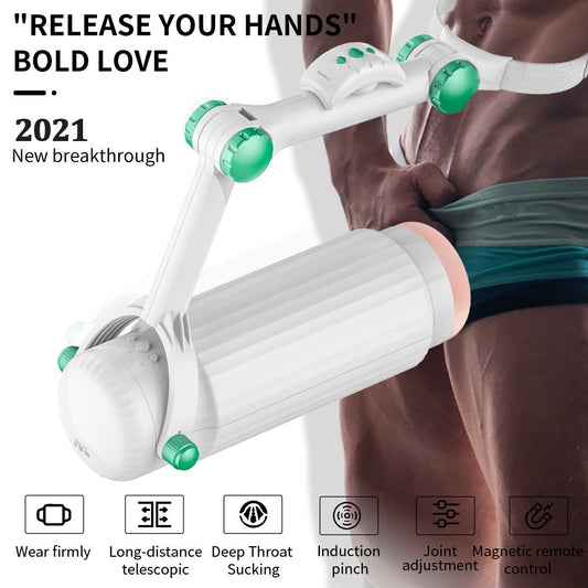 New Automatic Telescopic Wearable Male Masturbator Adjustable Articulate Arm Oral Anal Sex Machine Sex Toys for Men Masturbation - buysextoyth