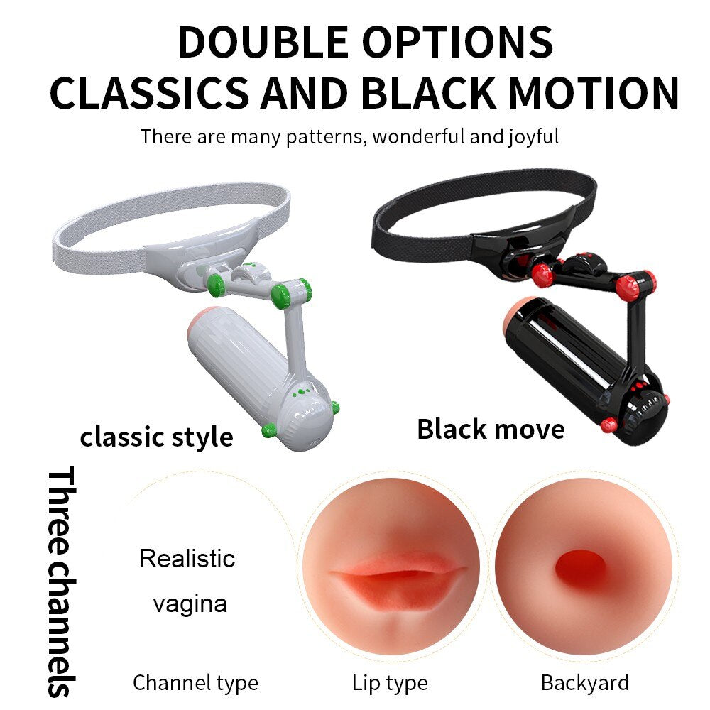 New Automatic Telescopic Wearable Male Masturbator Adjustable Articulate Arm Oral Anal Sex Machine Sex Toys for Men Masturbation - buysextoyth