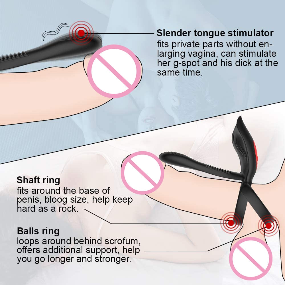 New Couples Delay Ejaculation Penis Vibrator with Double Cock Ring Nipples Massager Adult Sex Toys for Men Clitoris Stimulator - buysextoyth