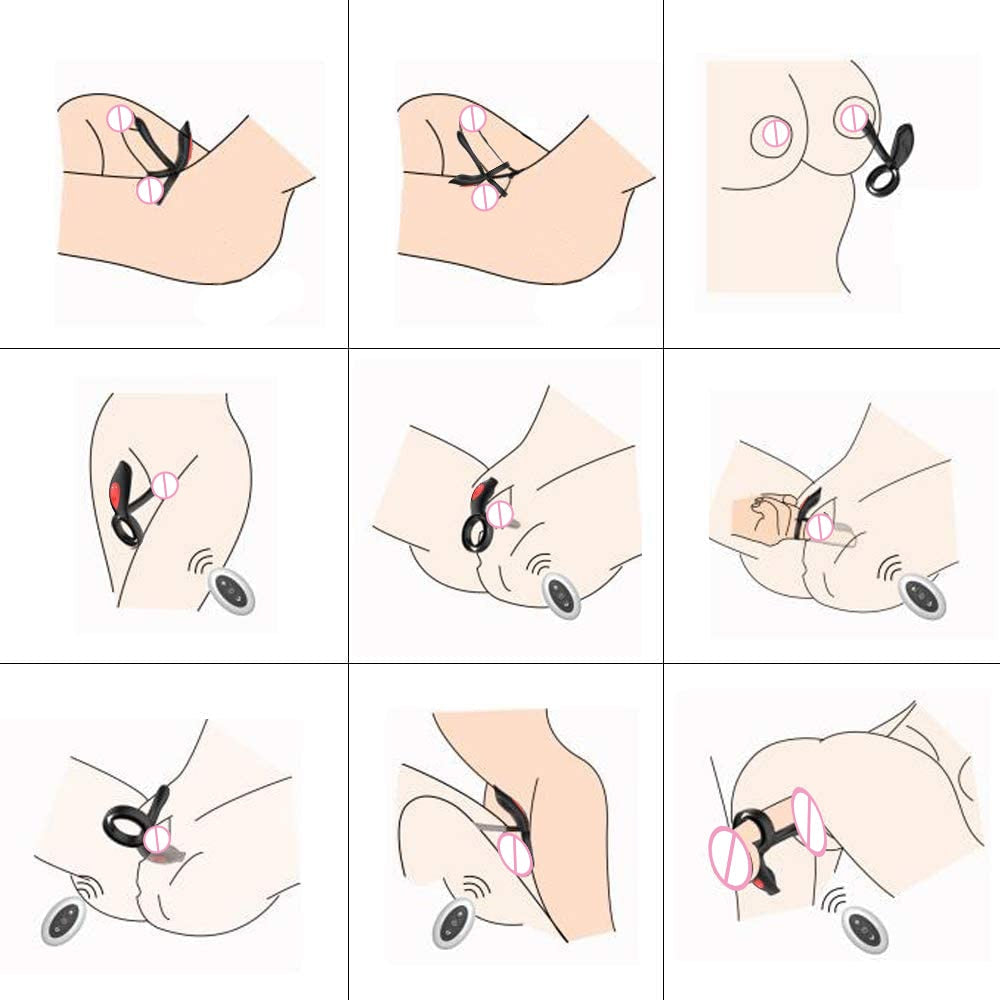 New Couples Delay Ejaculation Penis Vibrator with Double Cock Ring Nipples Massager Adult Sex Toys for Men Clitoris Stimulator - buysextoyth