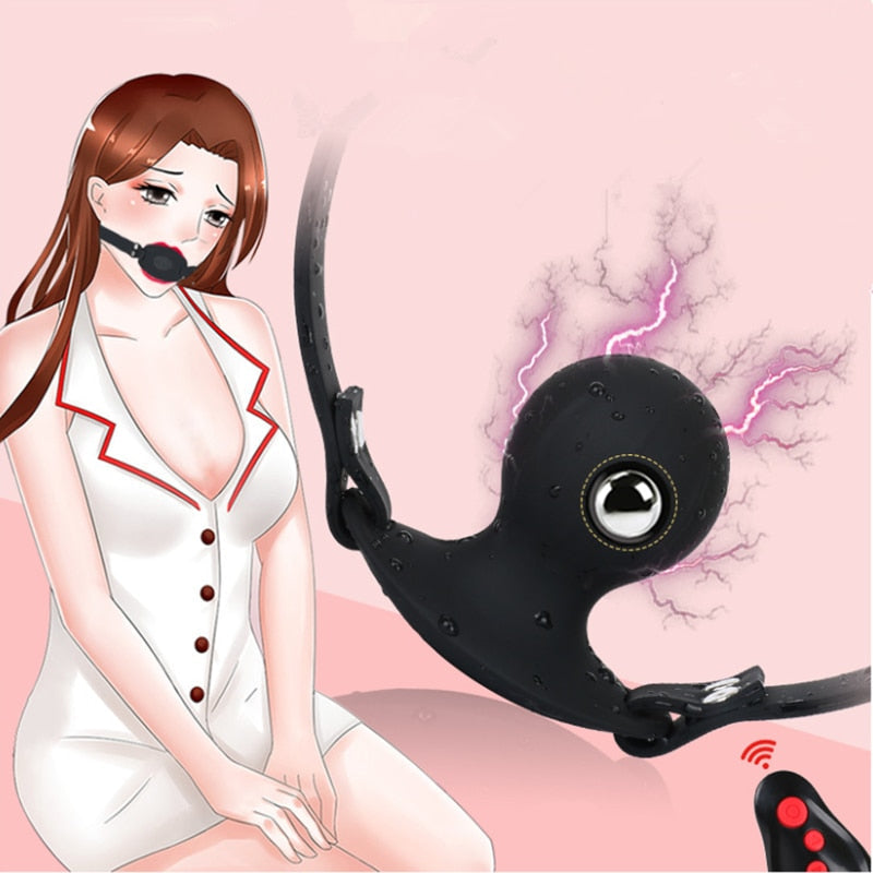 New Wireless Remote Control Electric Shock Open Mouth Gag Harness Restraint Slave Bondage BDSM Adult Games Sex Toys for Couples - buysextoyth