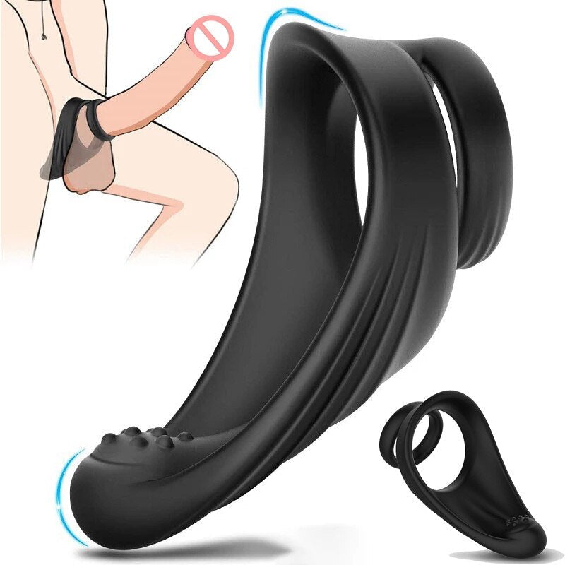 Penian แหวนชายแหวนคู่แหวน Delay Ejaculation Scrotum ผูกแหวนล็อคเซ็กซ์ทอยสำหรับชาย Erection นวดต่อมลูกหมาก - buysextoyth