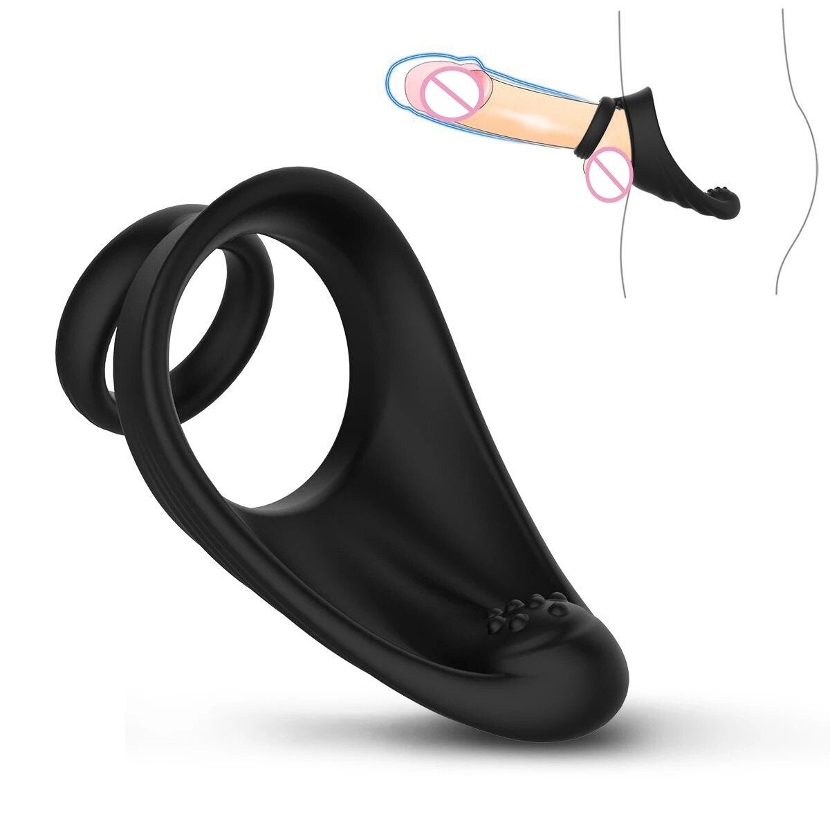 Penian แหวนชายแหวนคู่แหวน Delay Ejaculation Scrotum ผูกแหวนล็อคเซ็กซ์ทอยสำหรับชาย Erection นวดต่อมลูกหมาก - buysextoyth