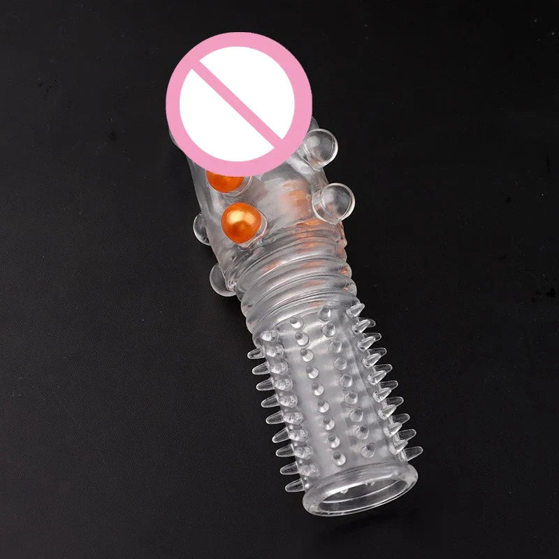 Penis Extender Sleeve Reusable Condoms Penis Enhancer Delay Ejaculation Sex Toys for Men Adult Lock Sperm Cock Ring Sex Shop - buysextoyth