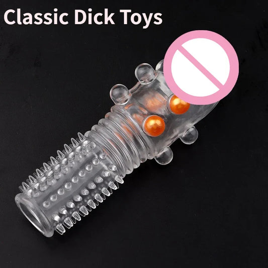 Penis Extender Sleeve Reusable Condoms Penis Enhancer Delay Ejaculation Sex Toys for Men Adult Lock Sperm Cock Ring Sex Shop - buysextoyth