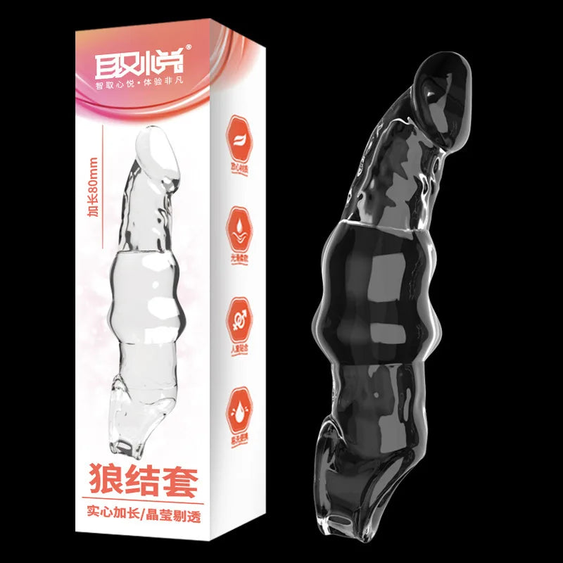 Penis Extension Sleeve Extender 5-8cm Reusable Condoms Soft Delay Ejaculation Penis Extender Dick Sleeve Adult Sex Toys for Men - buysextoyth