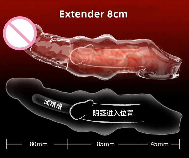 Penis Extension Sleeve Extender 5-8cm Reusable Condoms Soft Delay Ejaculation Penis Extender Dick Sleeve Adult Sex Toys for Men - buysextoyth