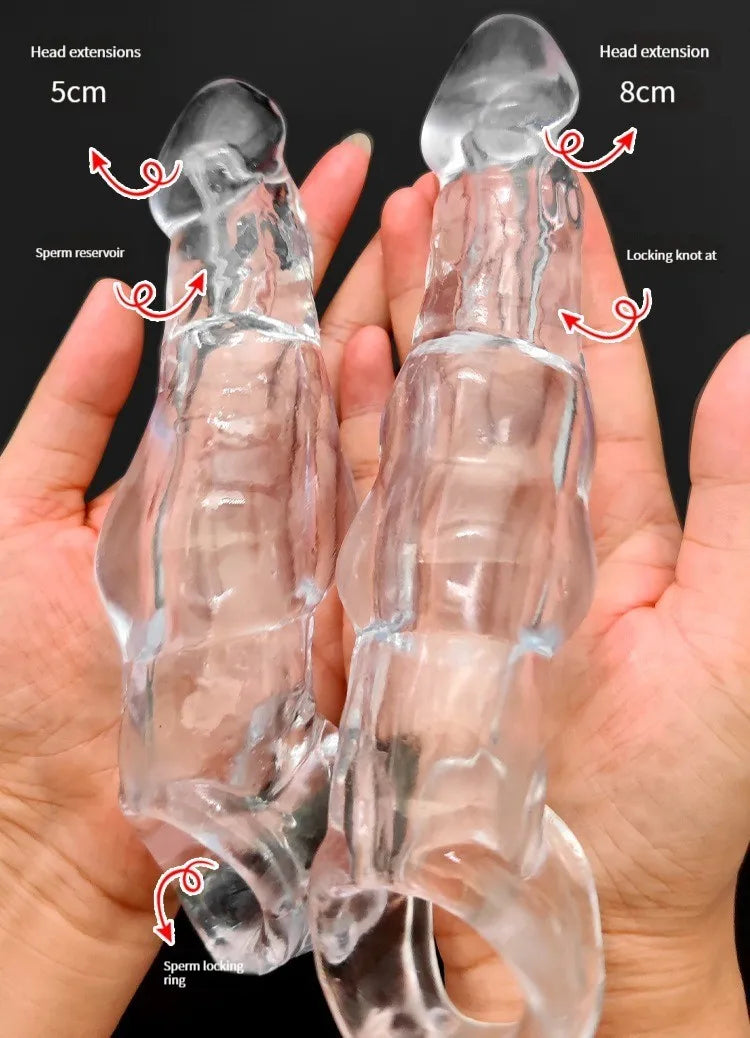 Penis Extension Sleeve Extender 5-8cm Reusable Condoms Soft Delay Ejaculation Penis Extender Dick Sleeve Adult Sex Toys for Men - buysextoyth