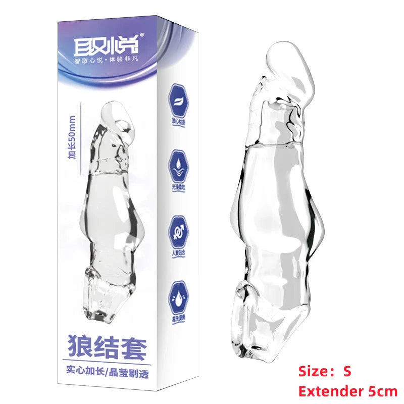 Penis Extension Sleeve Extender 5-8cm Reusable Condoms Soft Delay Ejaculation Penis Extender Dick Sleeve Adult Sex Toys for Men - buysextoyth