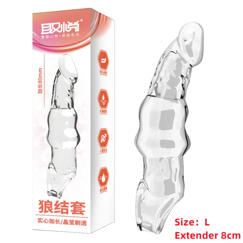 Penis Extension Sleeve Extender 5-8cm Reusable Condoms Soft Delay Ejaculation Penis Extender Dick Sleeve Adult Sex Toys for Men - buysextoyth