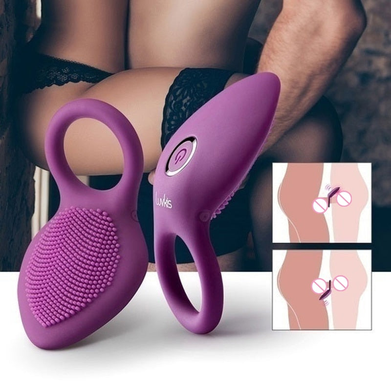 Penis Ring Vibrating Clitoris Stimulator G Spot Sex Toys for Couple Vibro Delay Lick Vagina Orgasm Lock Fine Sleeve Vibrator - buysextoyth
