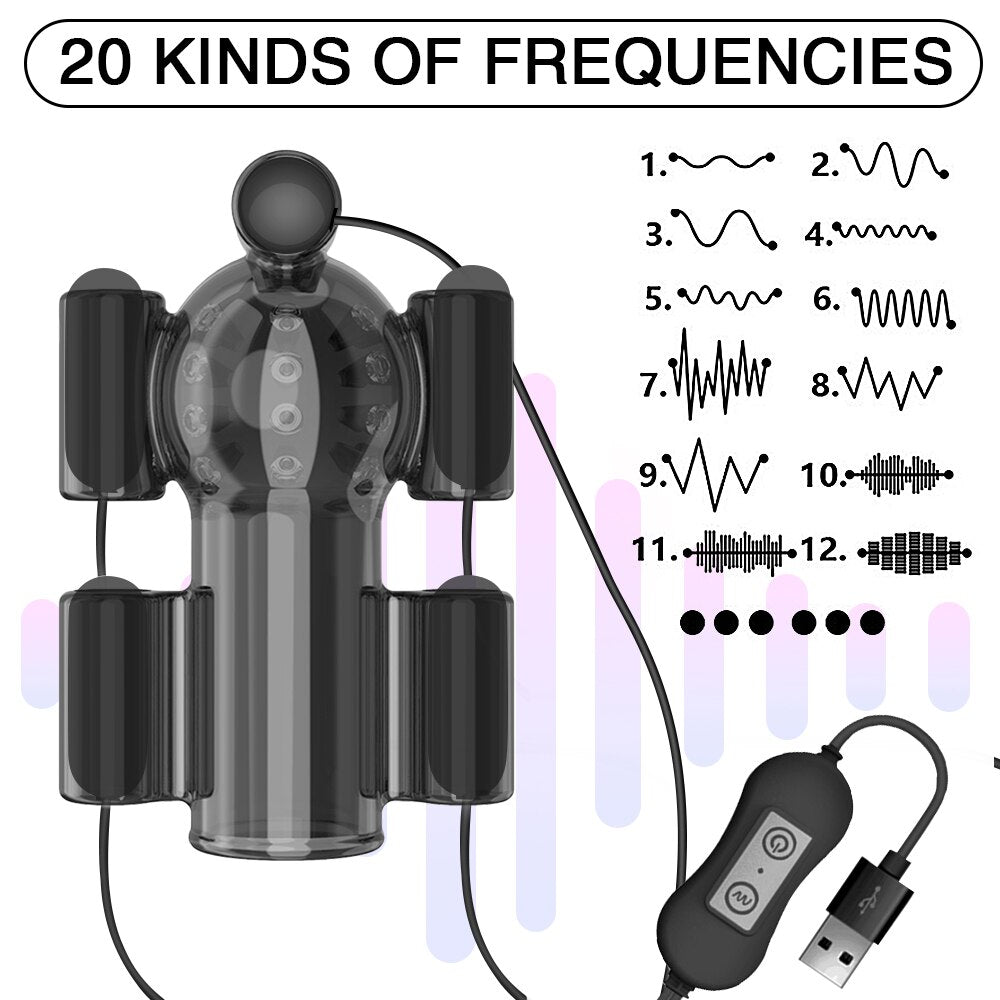 Penis Vibrator 20 Speed Sex Toys for Men Penis Trainer Ring Glans Vibrator Toys for Adults Delay Ejaculation Male Masturbation - buysextoyth