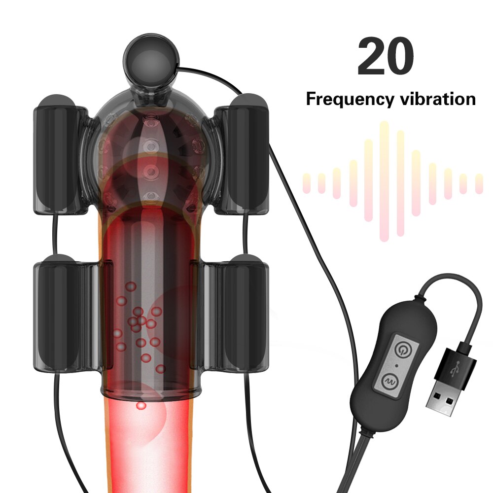 Penis Vibrator 20 Speed Sex Toys for Men Penis Trainer Ring Glans Vibrator Toys for Adults Delay Ejaculation Male Masturbation - buysextoyth