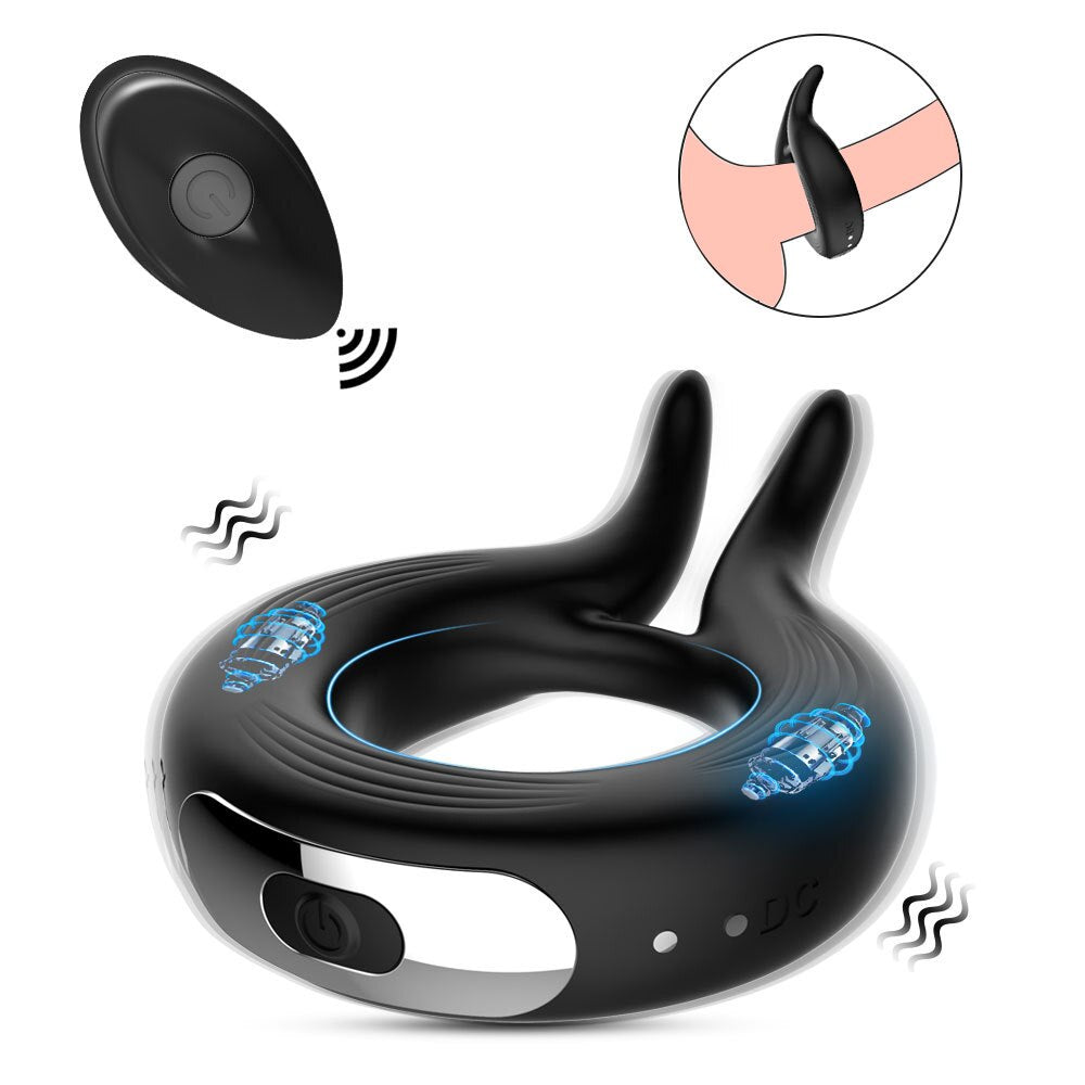 รีโมทคอนโทรลไร้สาย Penis Vibrator แหวนสำหรับชาย Delay Ejaculation Vibrating Cock แหวนชาย Masturbator เซ็กซ์ทอยสำหรับผู้ใหญ่18 - buysextoyth