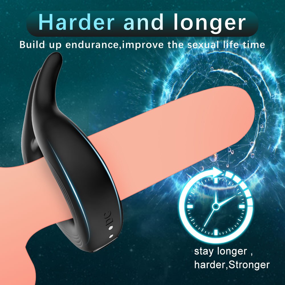 รีโมทคอนโทรลไร้สาย Penis Vibrator แหวนสำหรับชาย Delay Ejaculation Vibrating Cock แหวนชาย Masturbator เซ็กซ์ทอยสำหรับผู้ใหญ่18 - buysextoyth