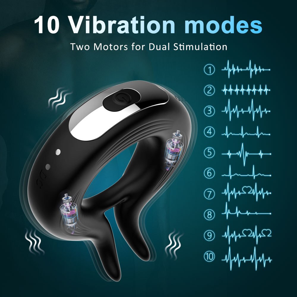รีโมทคอนโทรลไร้สาย Penis Vibrator แหวนสำหรับชาย Delay Ejaculation Vibrating Cock แหวนชาย Masturbator เซ็กซ์ทอยสำหรับผู้ใหญ่18 - buysextoyth