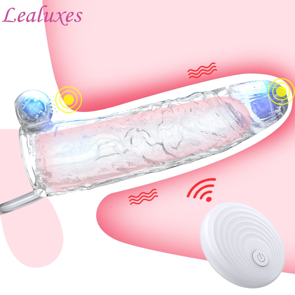 Penis Vibrator Extender Sleeve Delay Ejaculation Reusable ถุงยางอนามัยขยาย Cock แหวนของเล่นสำหรับผู้ใหญ่สำหรับผู้ใหญ่ Dick Enlarger - buysextoyth