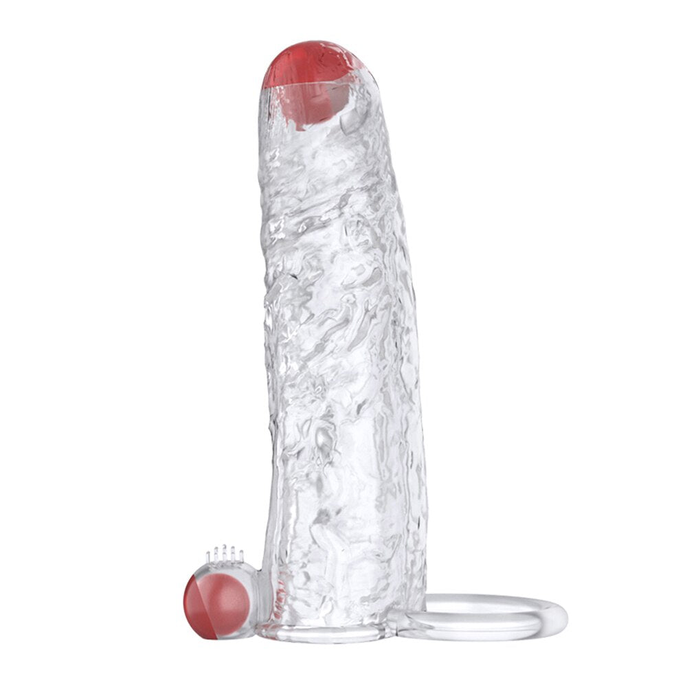 Penis Vibrator Extender Sleeve Delay Ejaculation Reusable ถุงยางอนามัยขยาย Cock แหวนของเล่นสำหรับผู้ใหญ่สำหรับผู้ใหญ่ Dick Enlarger - buysextoyth