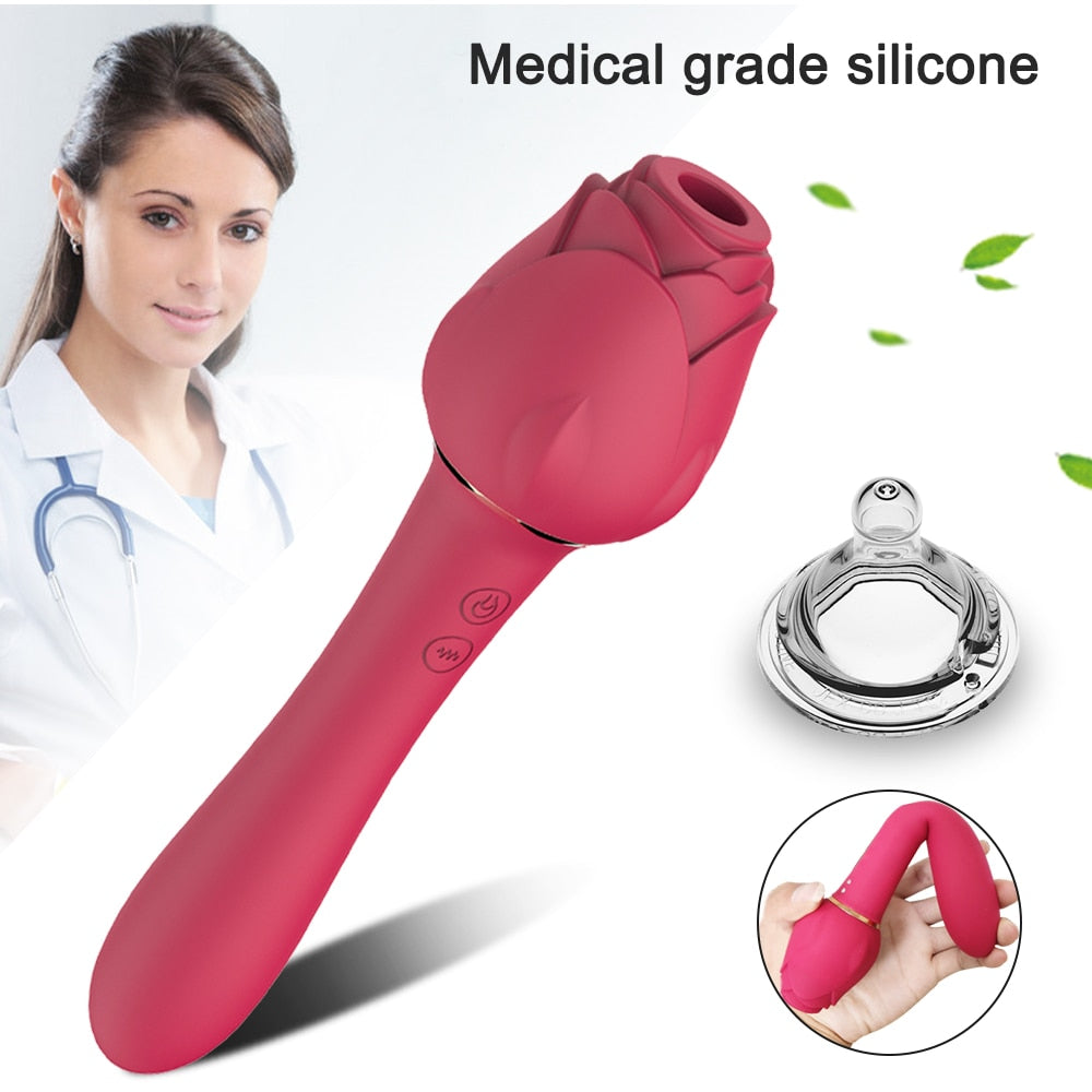Powerful Rose Vibrator for Women Clitoris Nipple Clit Sucker Vacuum Stimulator Dildo Vibrators Female Sex Toys for Adults 18 - buysextoyth