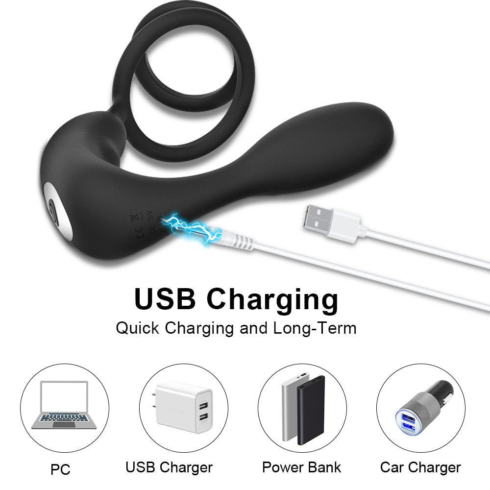 ชาย Prostate Massager 9ความเร็วมอเตอร์ Vibrators เพศของเล่นสำหรับผู้ชาย Masturbator Anal Butt Plug สินค้าผลิตภัณฑ์สำหรับผู้ใหญ่คู่18 - buysextoyth