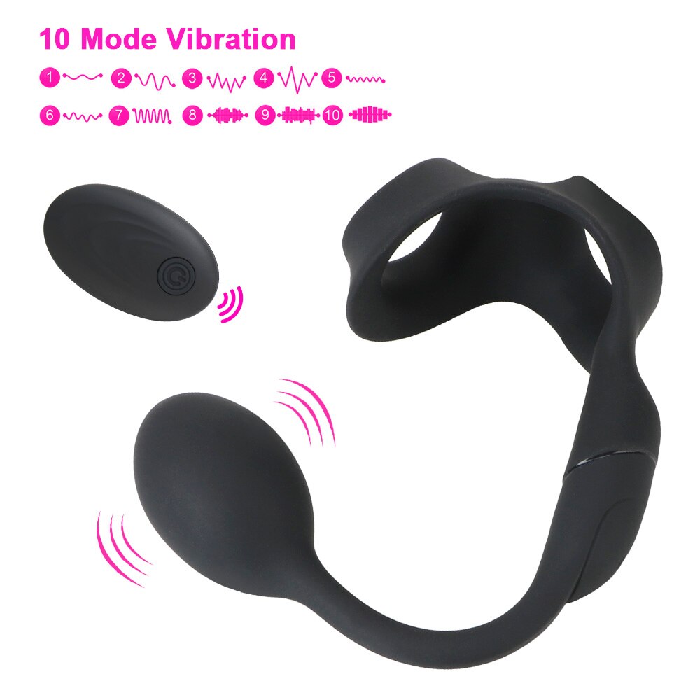 Prostate Massager Anal Plug Delay Ejaculation Ring Sex Toys for Men 10 Speed Male Prostate Stimulator Waterproof Butt Plug - buysextoyth