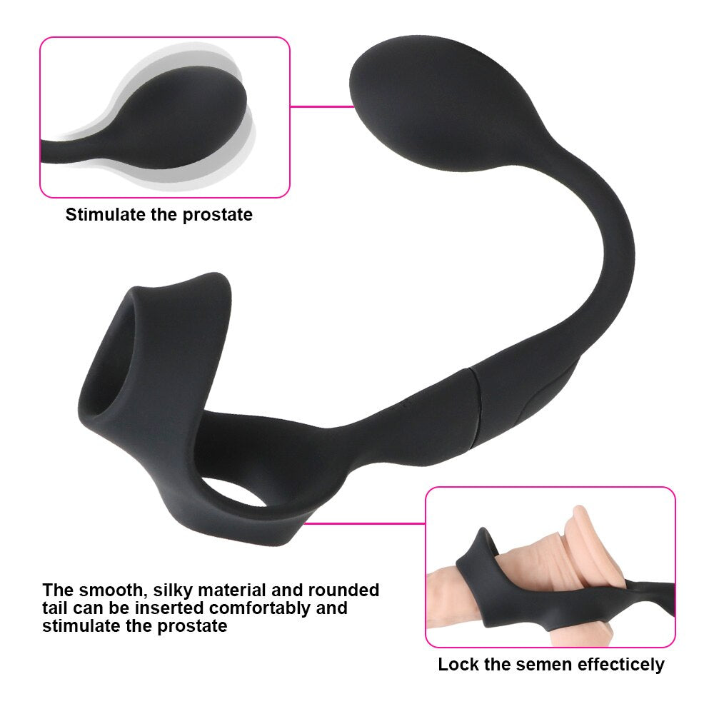 Prostate Massager Anal Plug Delay Ejaculation Ring Sex Toys for Men 10 Speed Male Prostate Stimulator Waterproof Butt Plug - buysextoyth