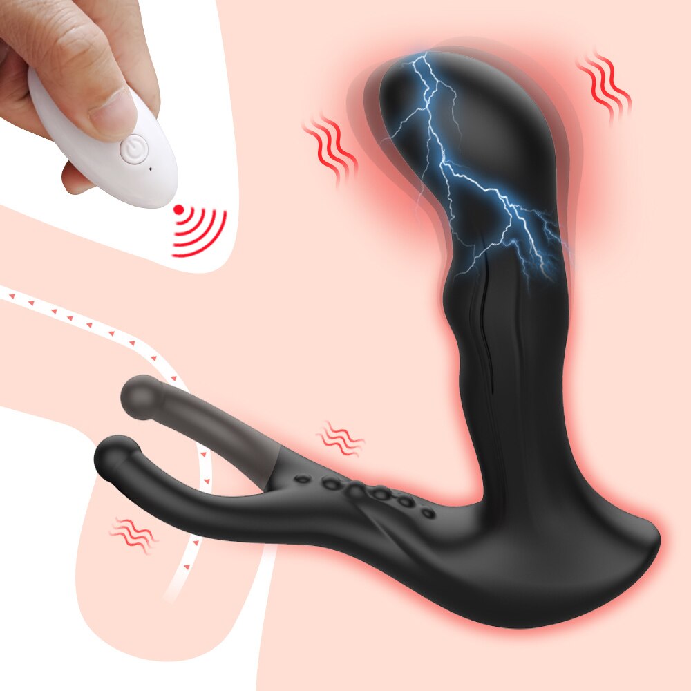 ไฟฟ้าช็อตชาย Prostate Massager ไร้สาย Anal Vibrator Dildo Vibrator Big Butt Plug Anal เกย์เซ็กซ์ทอยสำหรับผู้ชายผู้หญิง - buysextoyth