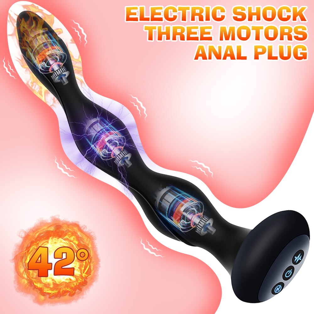ไฟฟ้าช็อตชาย Prostate Massager ไร้สาย Anal Vibrator Dildo Vibrator Big Butt Plug Anal เกย์เซ็กซ์ทอยสำหรับผู้ชายผู้หญิง - buysextoyth