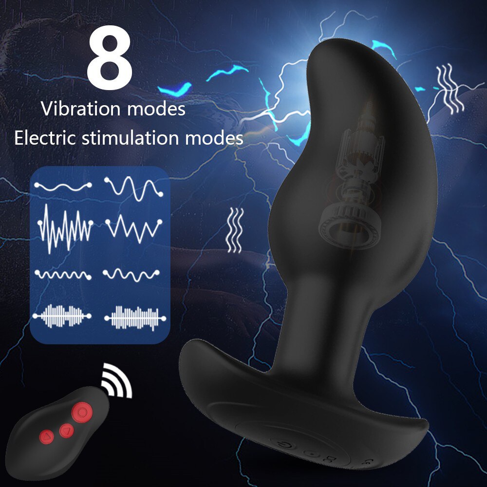 ไฟฟ้าช็อตชาย Prostate Massager ไร้สาย Anal Vibrator Dildo Vibrator Big Butt Plug Anal เกย์เซ็กซ์ทอยสำหรับผู้ชายผู้หญิง - buysextoyth
