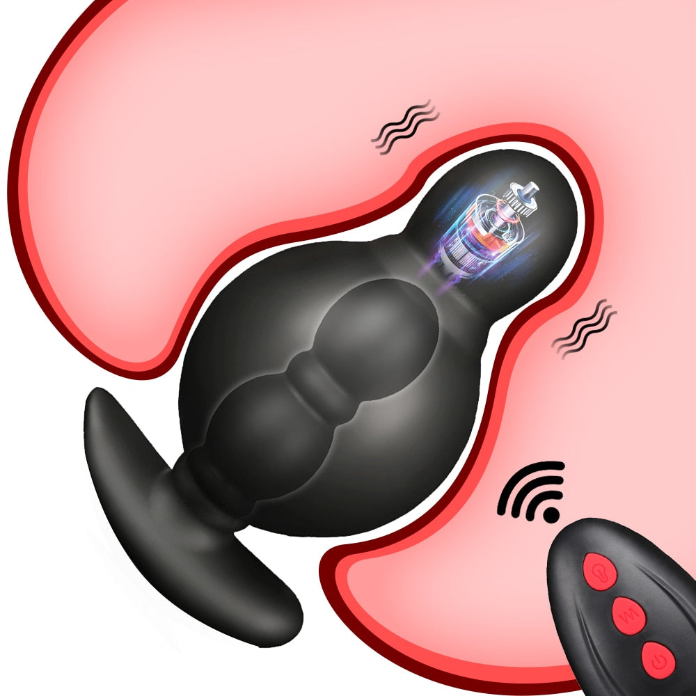 รีโมทคอนโทรลไร้สายชาย Prostate Massager Inflatable Anal เสียบ Vibrating Butt Plug Anal ขยาย Vibrator เพศของเล่นสำหรับชาย - buysextoyth