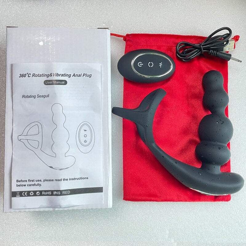 ชาย Prostate Massager Vibrator 360 ° หมุน Anal ปลั๊กอวัยวะเพศชายแหวน Butt Plug Vibrator ไร้สายควบคุมเซ็กซ์ทอยสำหรับชาย Masturbator - buysextoyth
