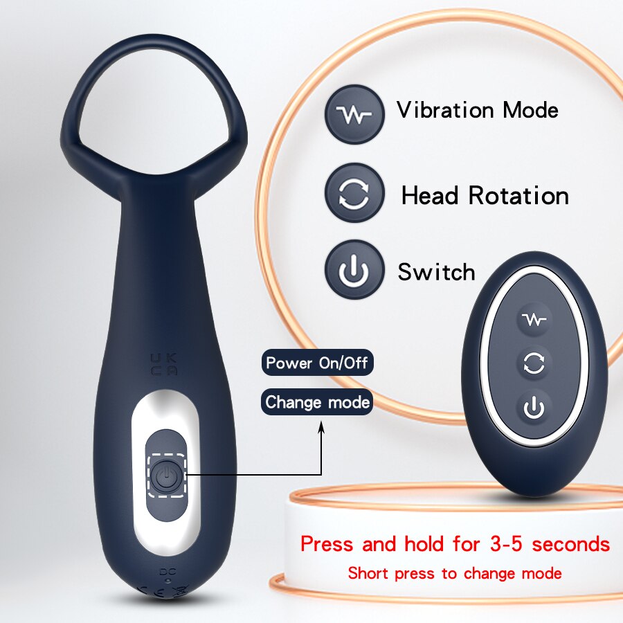 ชาย Prostate Massager Vibrator 360 ° หมุน Anal ปลั๊กอวัยวะเพศชายแหวน Butt Plug Vibrator ไร้สายควบคุมเซ็กซ์ทอยสำหรับชาย Masturbator - buysextoyth