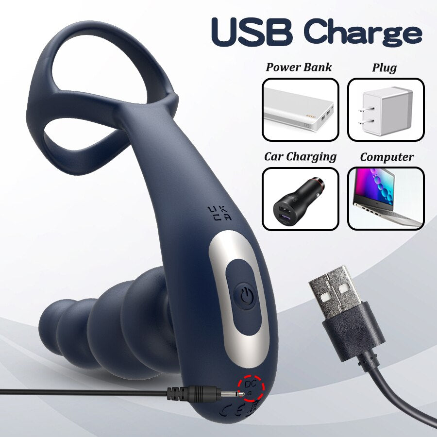 ชาย Prostate Massager Vibrator 360 ° หมุน Anal ปลั๊กอวัยวะเพศชายแหวน Butt Plug Vibrator ไร้สายควบคุมเซ็กซ์ทอยสำหรับชาย Masturbator - buysextoyth