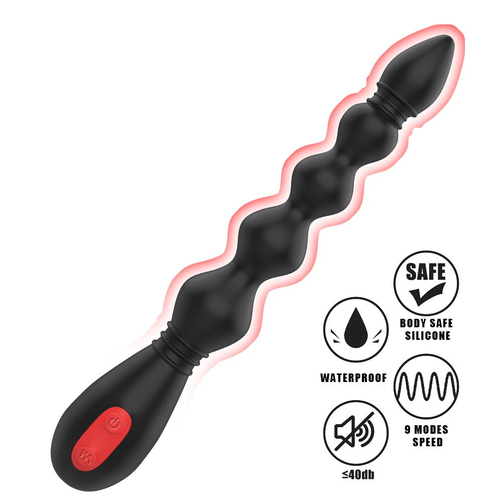 Prostate Stimulator Anal Training Sex Toy 9 Frequency Powerful Anal Beads Vibrator Flexible Anal Plug Waterproof Butt Plug - buysextoyth