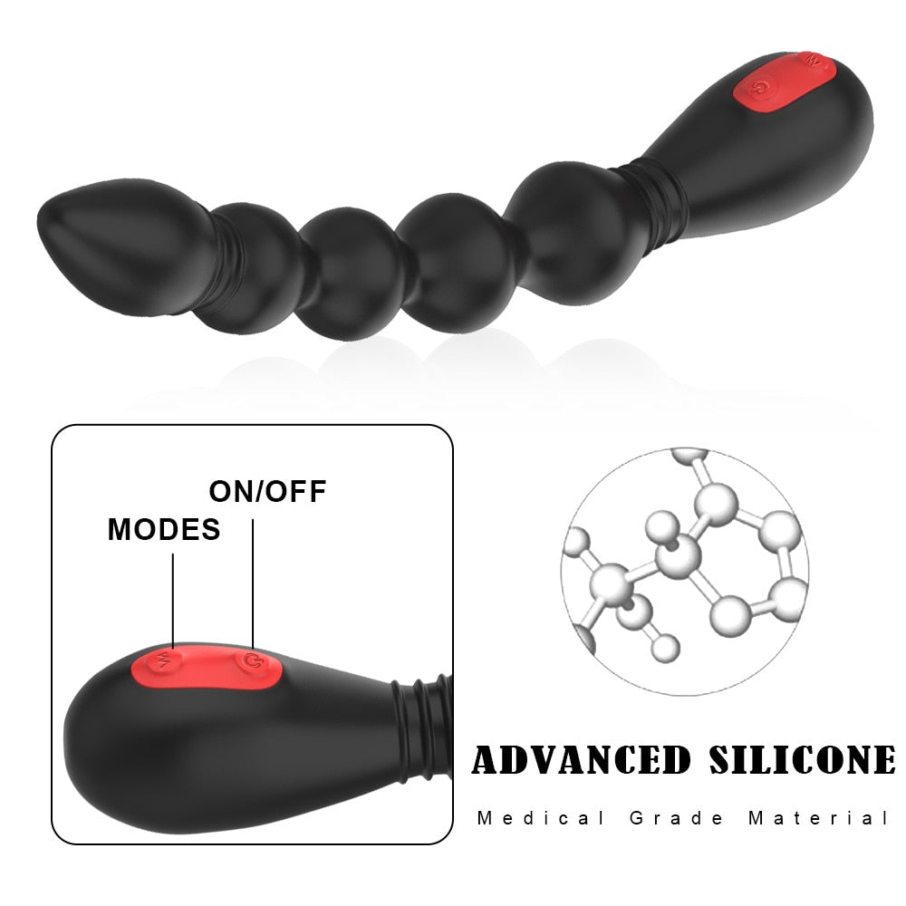 Prostate Stimulator Anal Training Sex Toy 9 Frequency Powerful Anal Beads Vibrator Flexible Anal Plug Waterproof Butt Plug - buysextoyth