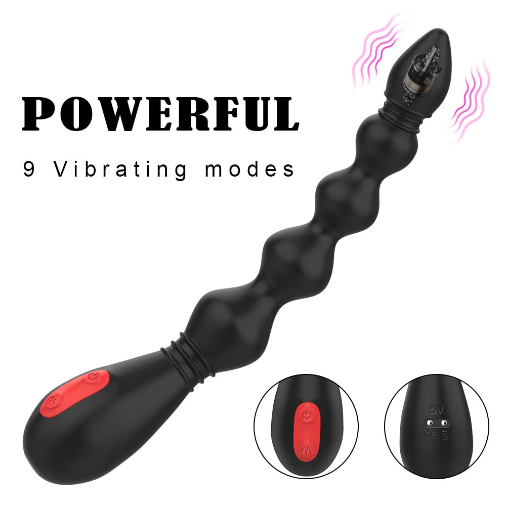 Prostate Stimulator Anal Training Sex Toy 9 Frequency Powerful Anal Beads Vibrator Flexible Anal Plug Waterproof Butt Plug - buysextoyth