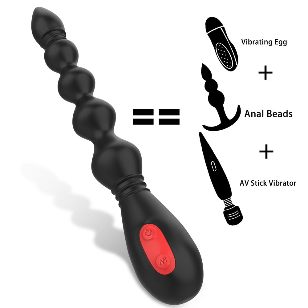 Prostate Stimulator Anal Training Sex Toy 9 Frequency Powerful Anal Beads Vibrator Flexible Anal Plug Waterproof Butt Plug - buysextoyth