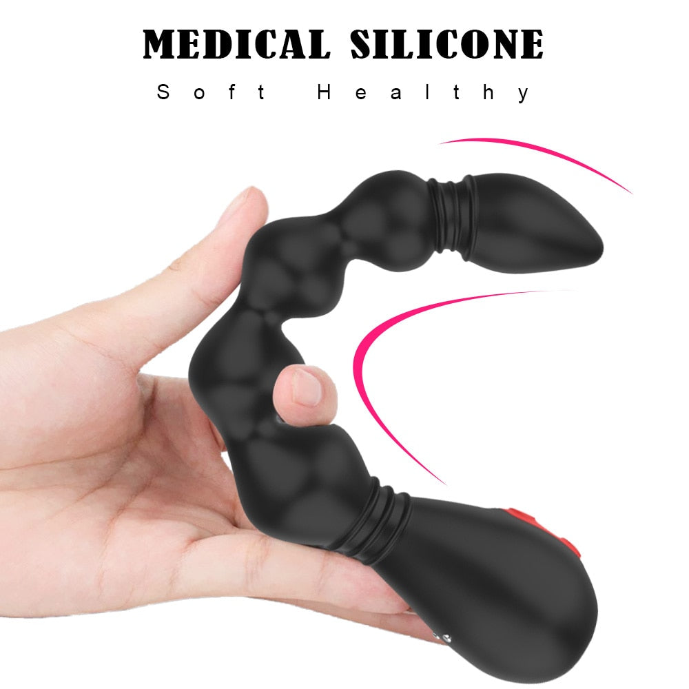 Prostate Stimulator Anal Training Sex Toy 9 Frequency Powerful Anal Beads Vibrator Flexible Anal Plug Waterproof Butt Plug - buysextoyth