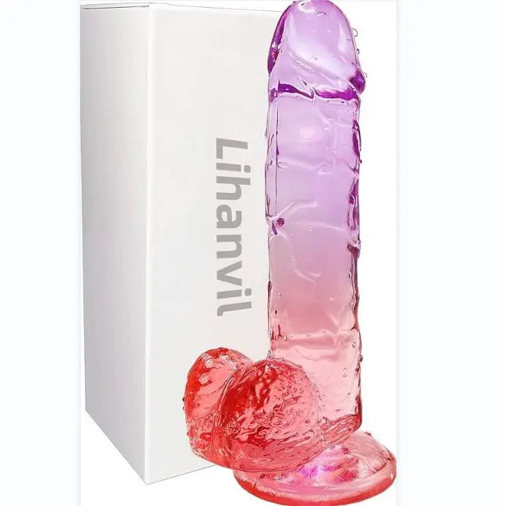 Realistic Dildo Clear Silicone 7.8 Red-Purple Gradient Adult Sex G-spot Dildo with Strong Suction Cup for Women Hand Free Play Flexible Soft Penis Dong. Toys for Vaginal and Anal Stimulation - buysextoyth