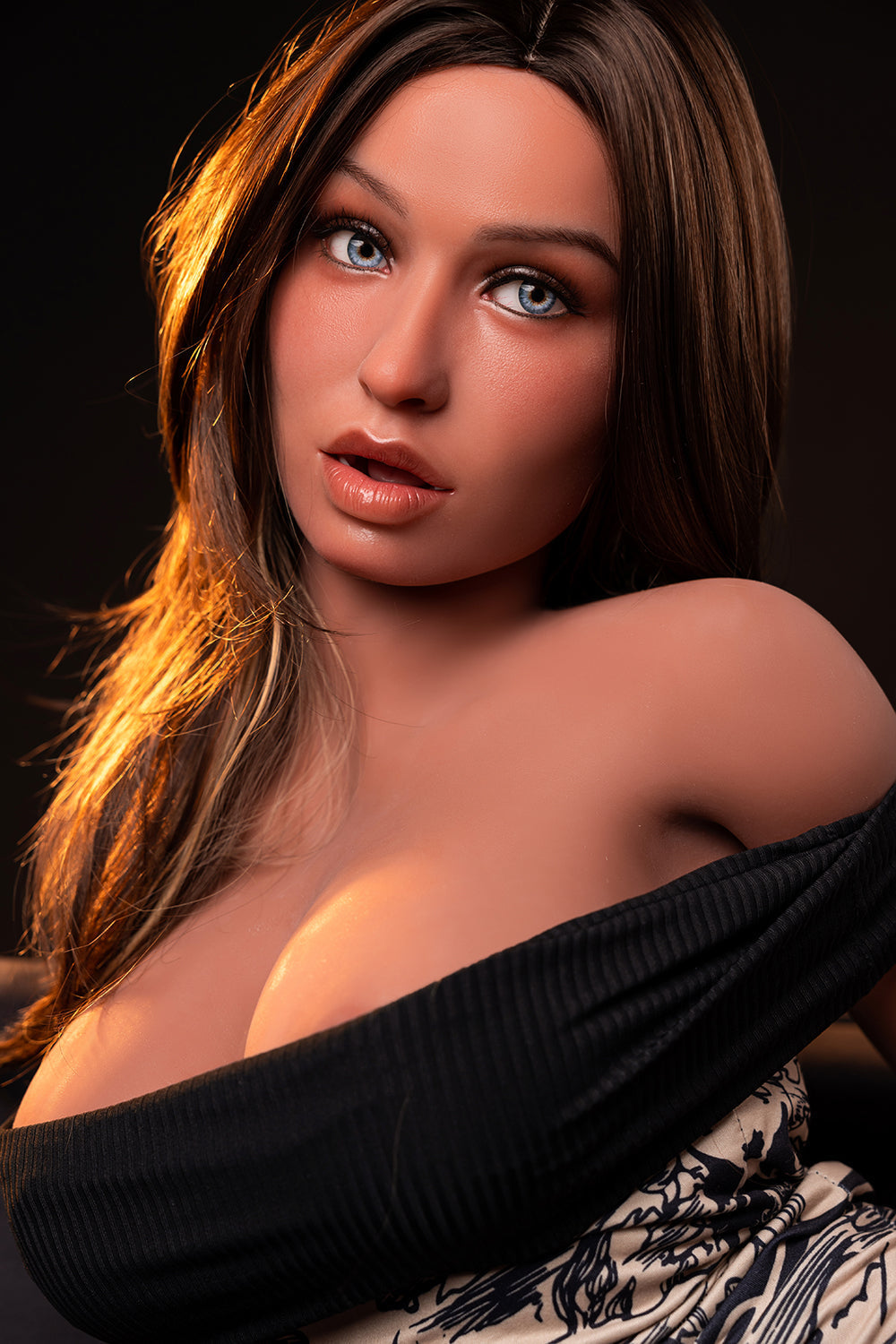 Thailand Stock - Frankie 163cm Blowjob Soft Silicone Head TPE Body Brown Realistic Lesbian Love Sex Doll With Dildo NO.1074 - buysextoyth