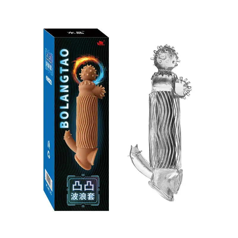 Realistic Penis Sleeve Extender Reusable Dildos Condom Delay Ejaculation Dick Enlargement Sex Toys for Men - buysextoyth