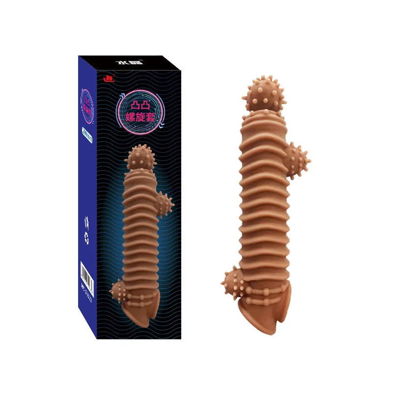 Realistic Penis Sleeve Extender Reusable Dildos Condom Delay Ejaculation Dick Enlargement Sex Toys for Men - buysextoyth