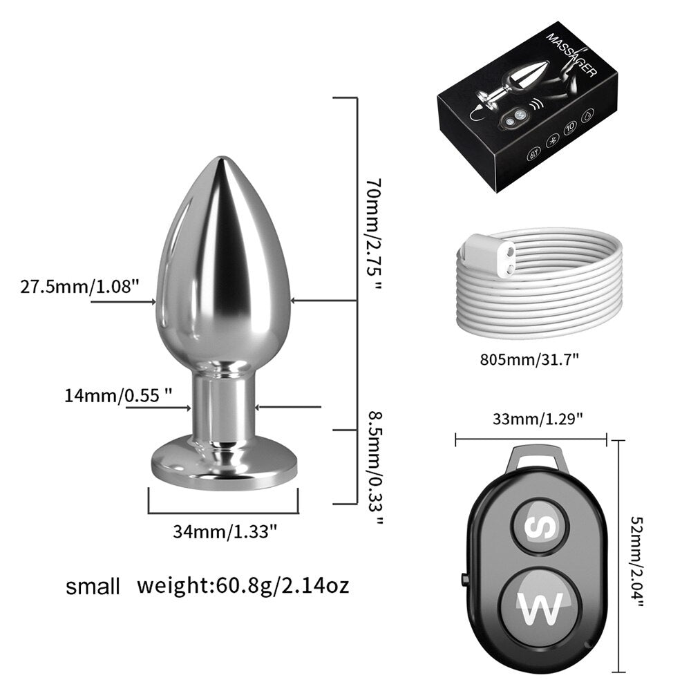 Remote Control Metal Anal Plug Vibrators Adult Vagina Dilator Women Sex Toys Butt Plug SM Outdoor Play Anus Expansion Beads - buysextoyth