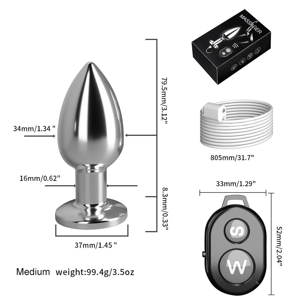 Remote Control Metal Anal Plug Vibrators Adult Vagina Dilator Women Sex Toys Butt Plug SM Outdoor Play Anus Expansion Beads - buysextoyth