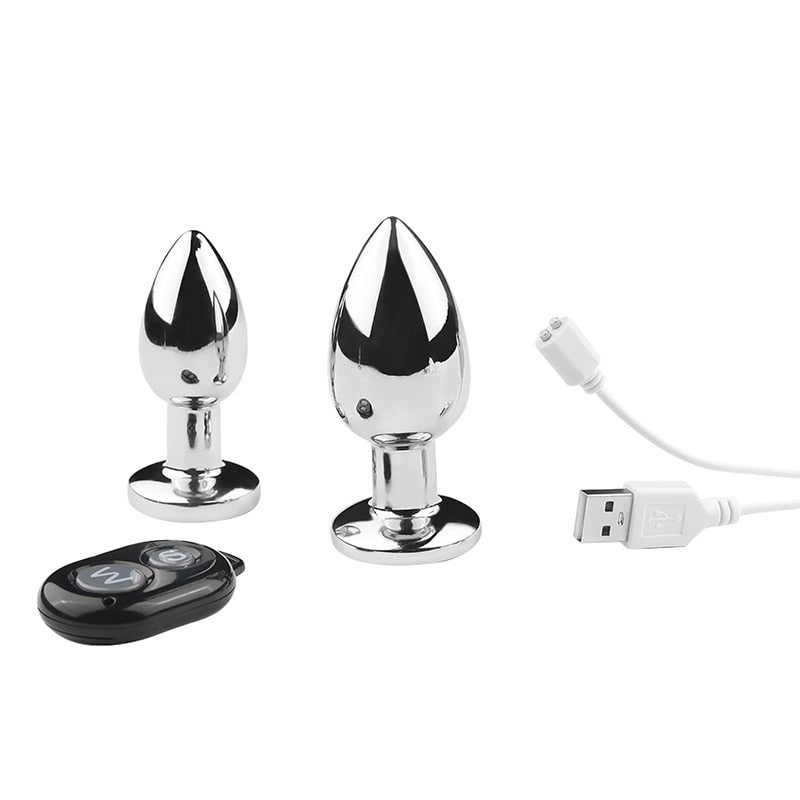 Remote Control Metal Anal Plug Vibrators Adult Vagina Dilator Women Sex Toys Butt Plug SM Outdoor Play Anus Expansion Beads - buysextoyth