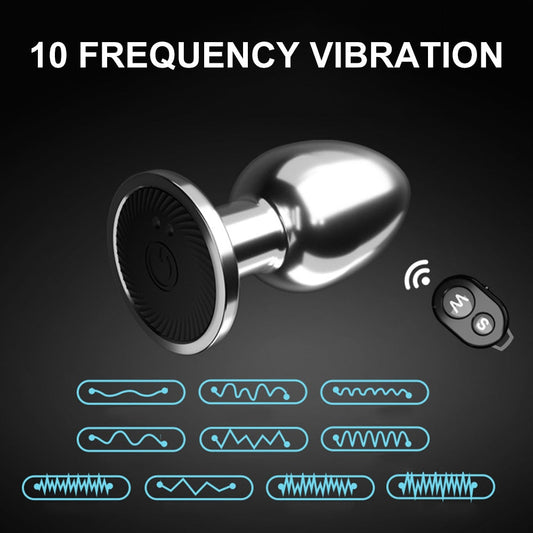 Remote Control Metal Anal Plug Vibrators Adult Vagina Dilator Women Sex Toys Butt Plug SM Outdoor Play Anus Expansion Beads - buysextoyth