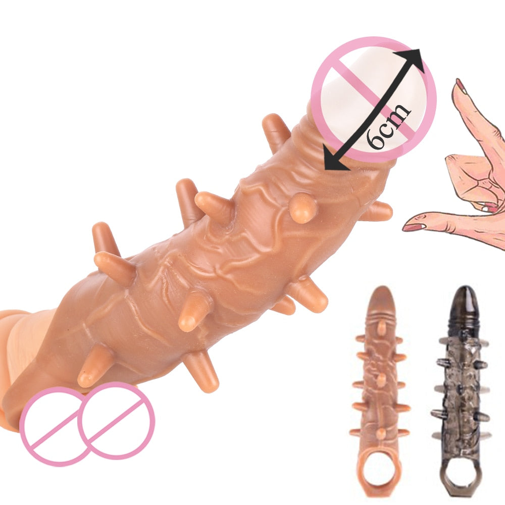 ขนาดใหญ่เครื่องขยายอวัยวะเพศชายเสื้อ Reusable ถุงยางอนามัย Delayed Ejaculation Cock แหวน Dick Enlargemen เซ็กซ์ทอยสำหรับชาย Intimate ดี - buysextoyth